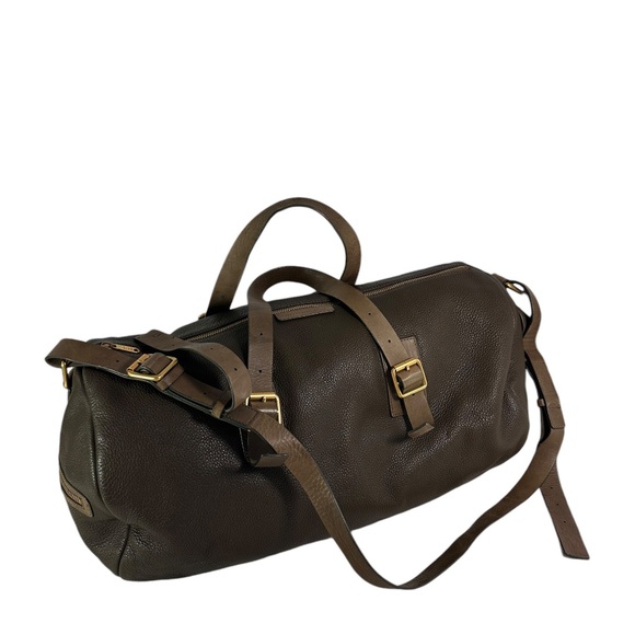 Genuine MARC By Marc Jacobs Genuine Olive Brown Leather Duffle Travel Bag - Picture 3 of 13
